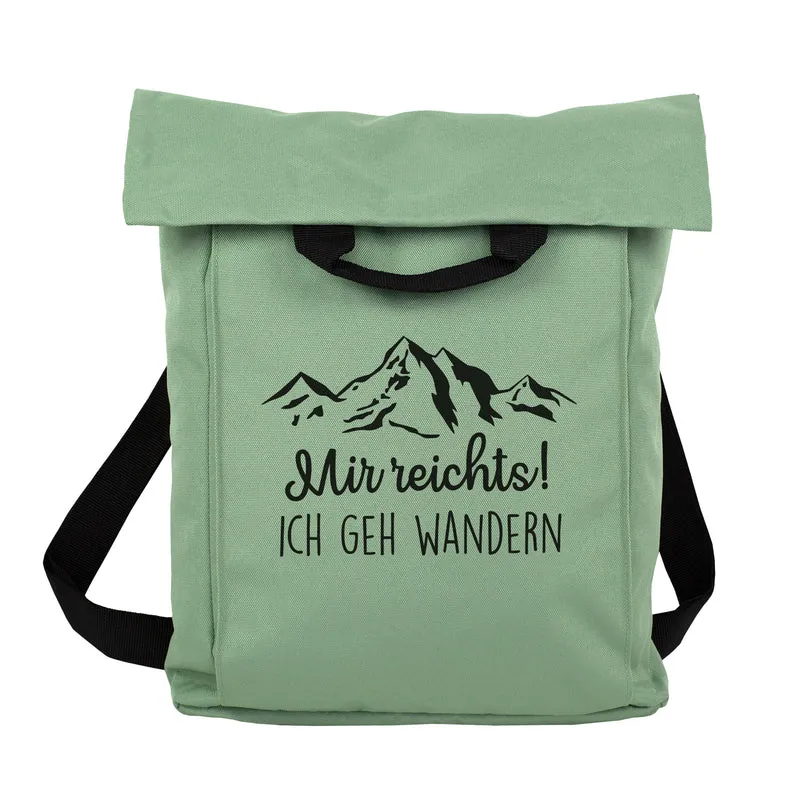 2-in-1 Rucksack & Tasche personalisiert mit Wunschtext | Geschenk mit Berg Motiv für Wandern & Urlaub
