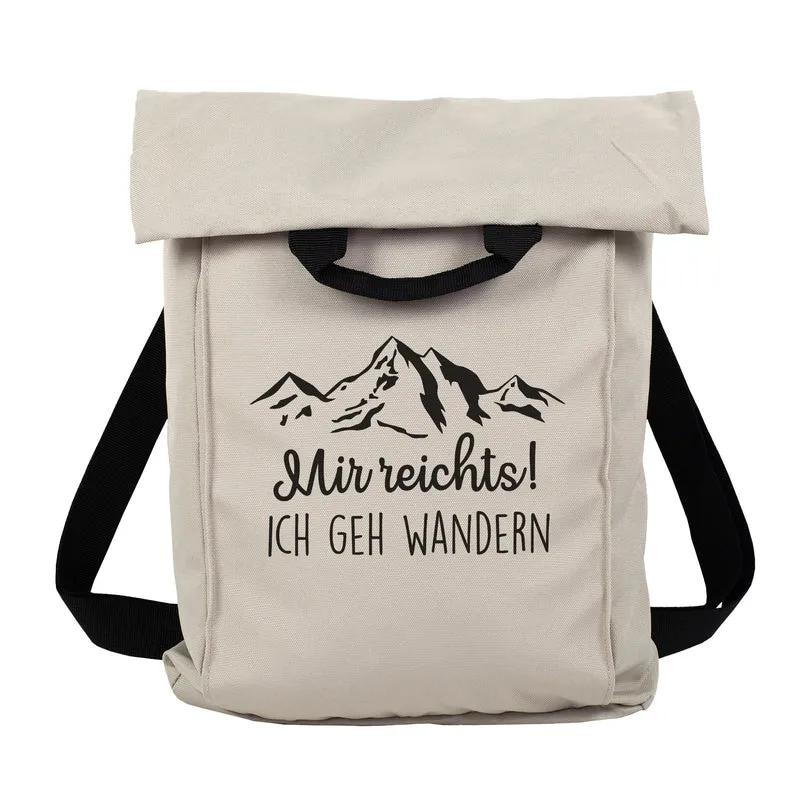 2-in-1 Rucksack & Tasche personalisiert mit Wunschtext | Geschenk mit Berg Motiv für Wandern & Urlaub