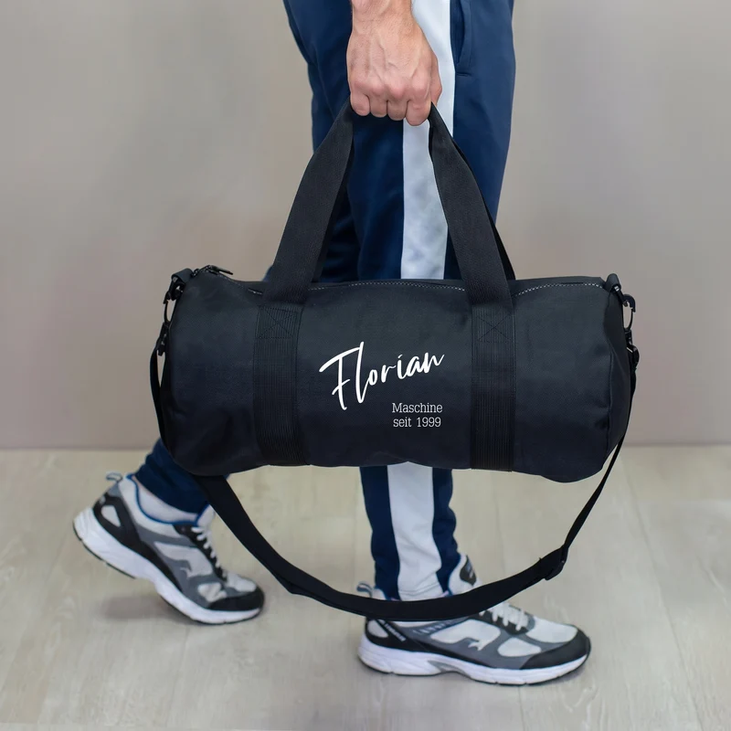 Sporttasche personalisiert mit Name & Wunschtext | Reisetasche & Duffle Bag als Geschenk in 2 Größen