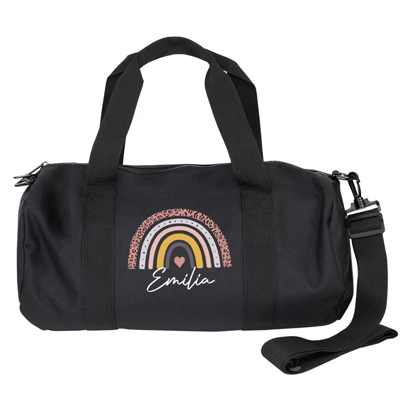 Sporttasche mit Regenbogen Motiv & Name personalisiert | Reisetasche als Geschenk für Mädchen & Frauen