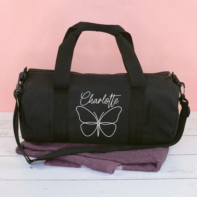 Sporttasche mit Schmetterling Motiv & Name personalisiert | Geschenk zur Einschulung für Mädchen