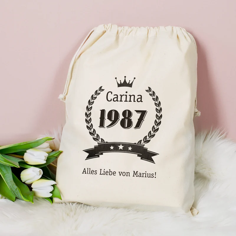 Personalisierter Geschenksack zum Geburtstag mit Name & Wunschtext | Geschenkverpackung in 3 Größen