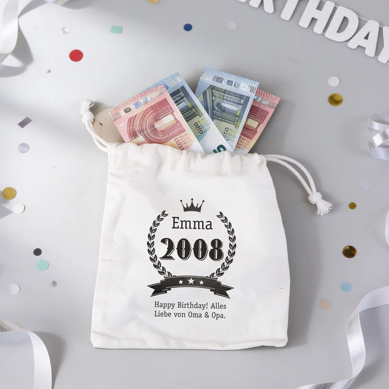 Personalisierter Geschenksack zum Geburtstag mit Name & Wunschtext | Geschenkverpackung in 3 Größen