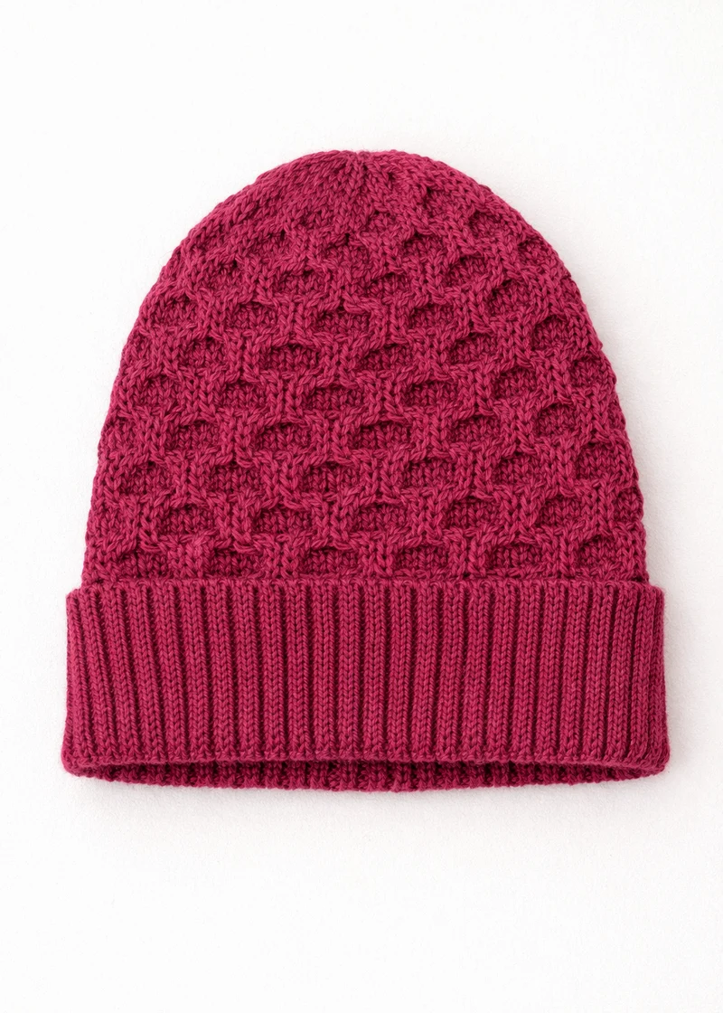 Aran Merino Wool Hat - Raspberry Marl