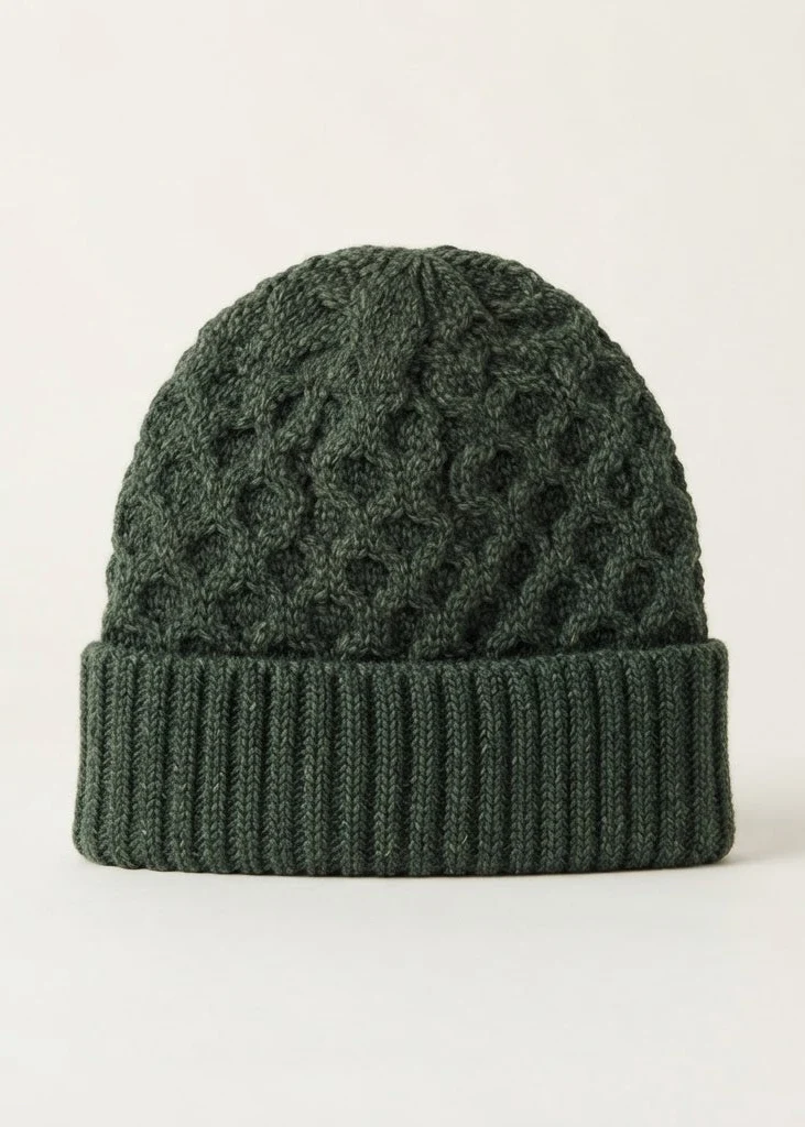 Aran Merino Wool Hat - Army Green