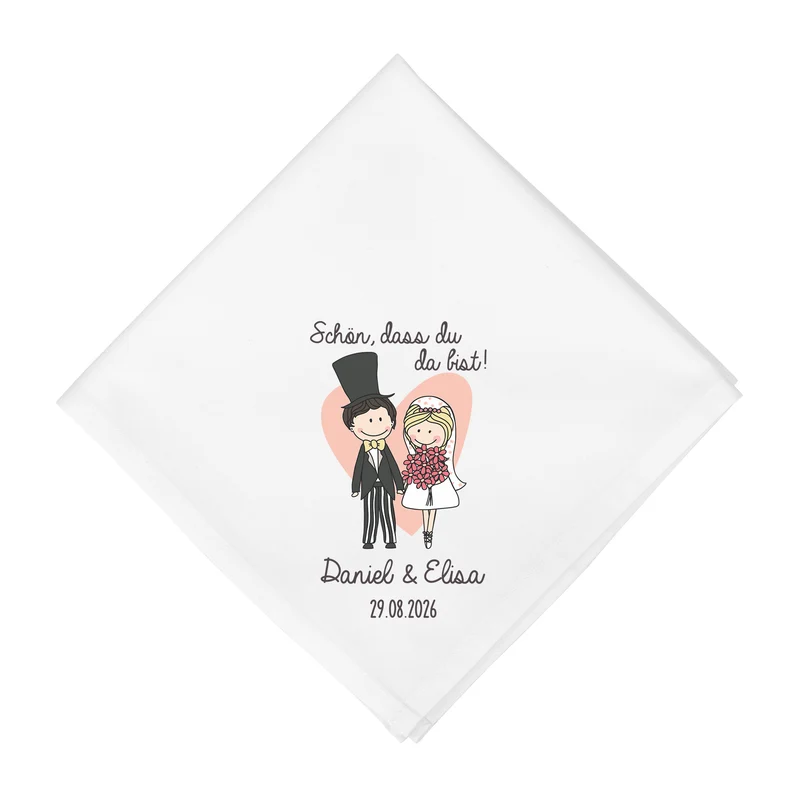 Personalisierte Stoffserviette zur Hochzeit mit Namen & Datum | Hochzeitsdeko mit Brautpaar 45x45cm