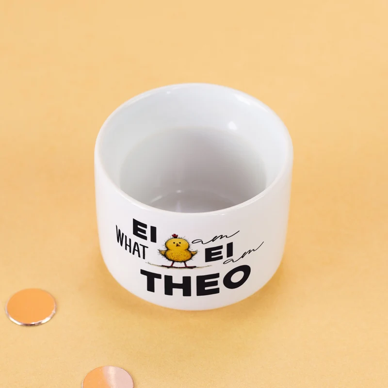 Personalisierter Eierbecher aus Keramik zu Ostern mit Name | Lustige Ei-Sprüche mit Tiermotiven