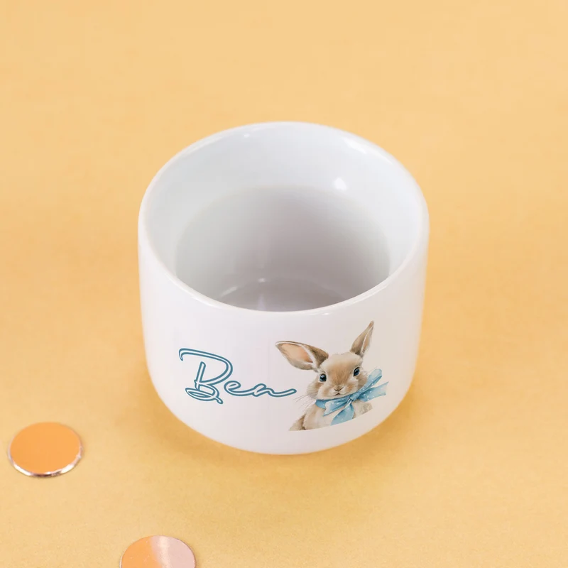 Personalisierter Eierbecher zu Ostern mit Name | Keramik Eierbecher mit Hasenmotiv als Ostergeschenk