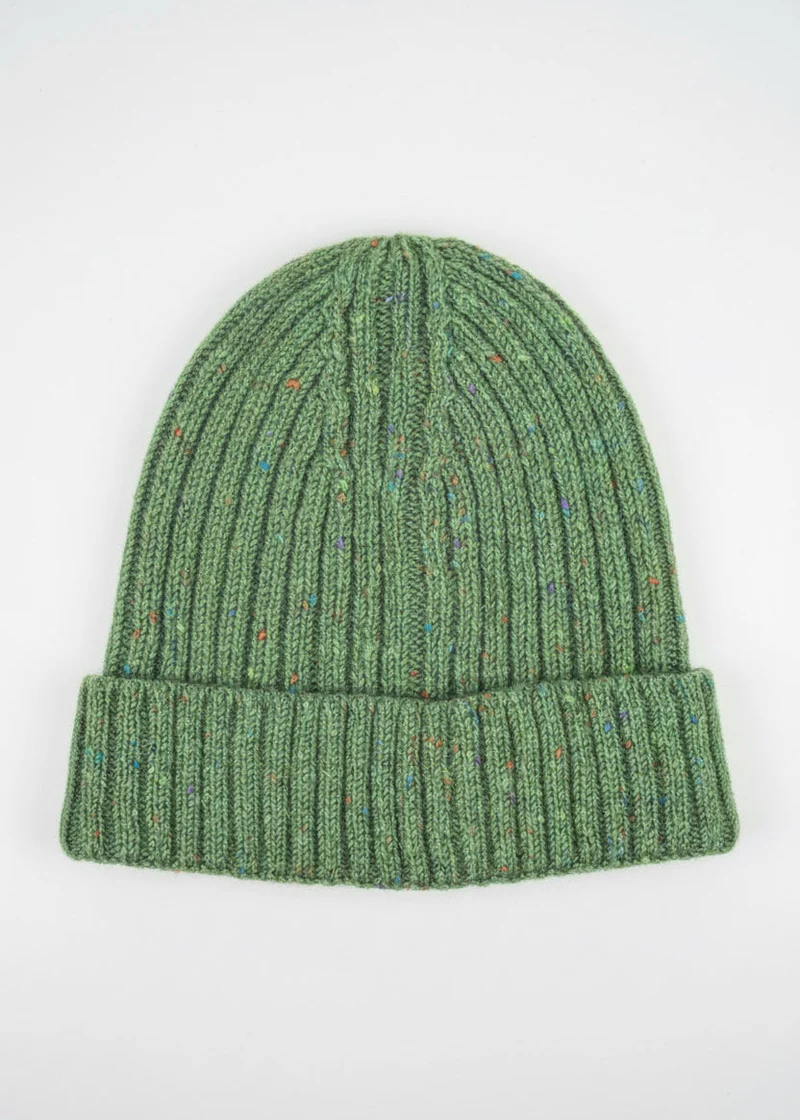 Aran Donegal Fleck Wool Hat - Green