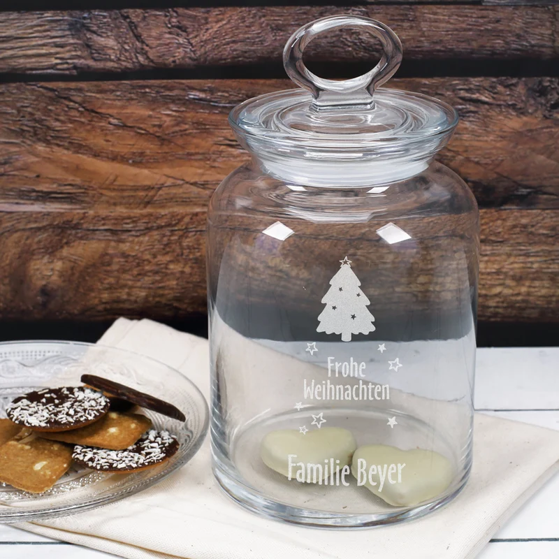 Weihnachtsgeschenk Glasdose zum Befüllen