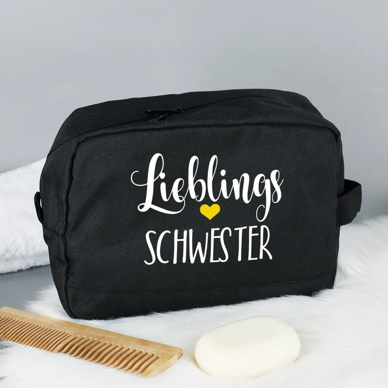 Kulturbeutel 'Lieblings' mit Wunschaufdruck | Personalisierte Waschtasche | 3 Farben
