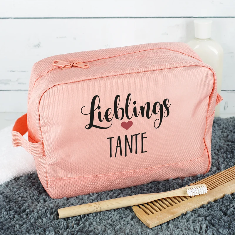 Kulturbeutel 'Lieblings' mit Wunschaufdruck | Personalisierte Waschtasche | 3 Farben