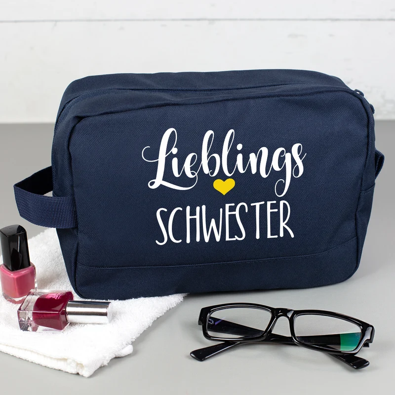 Kulturbeutel 'Lieblings' mit Wunschaufdruck | Personalisierte Waschtasche | 3 Farben