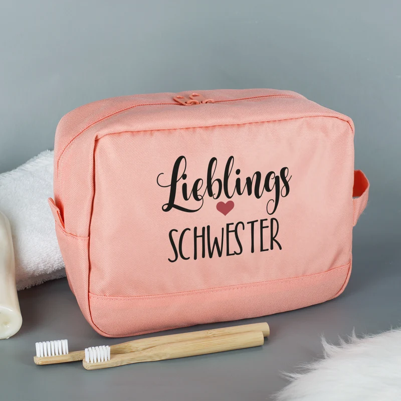 Kulturbeutel 'Lieblings' mit Wunschaufdruck | Personalisierte Waschtasche | 3 Farben
