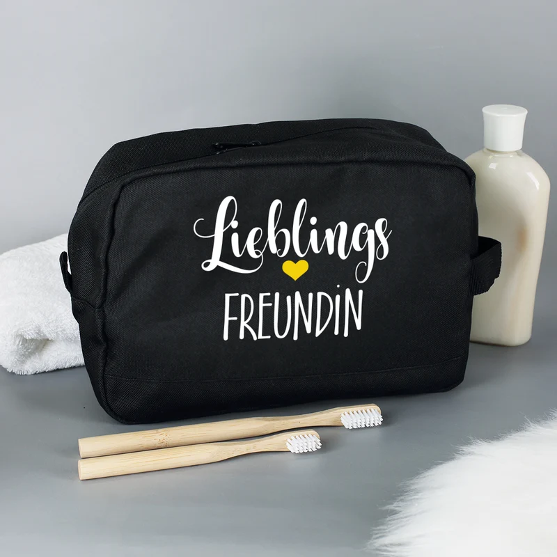 Kulturbeutel 'Lieblings' mit Wunschaufdruck | Personalisierte Waschtasche | 3 Farben