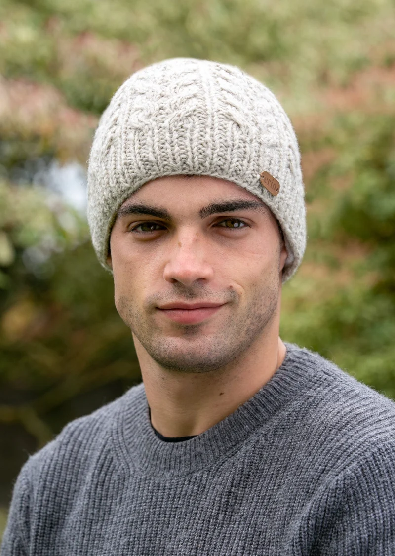 Erin Aran Cable Pullon Hat | Oatmeal