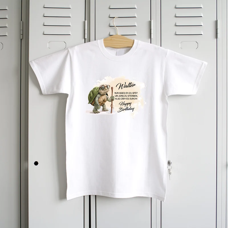 Lustiges T-Shirt zum Geburtstag personalisiert mit Name | 'Zu alt um jung zu sterben'