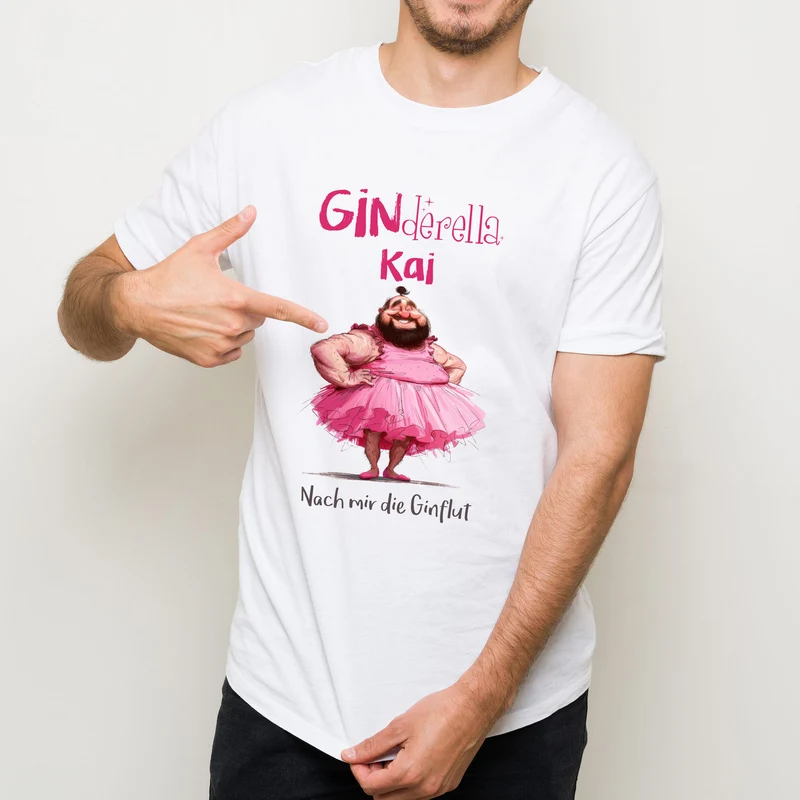 Personalisiertes T-Shirt 'Ginderella' für Männer mit Name & Wunschtext | Weiß