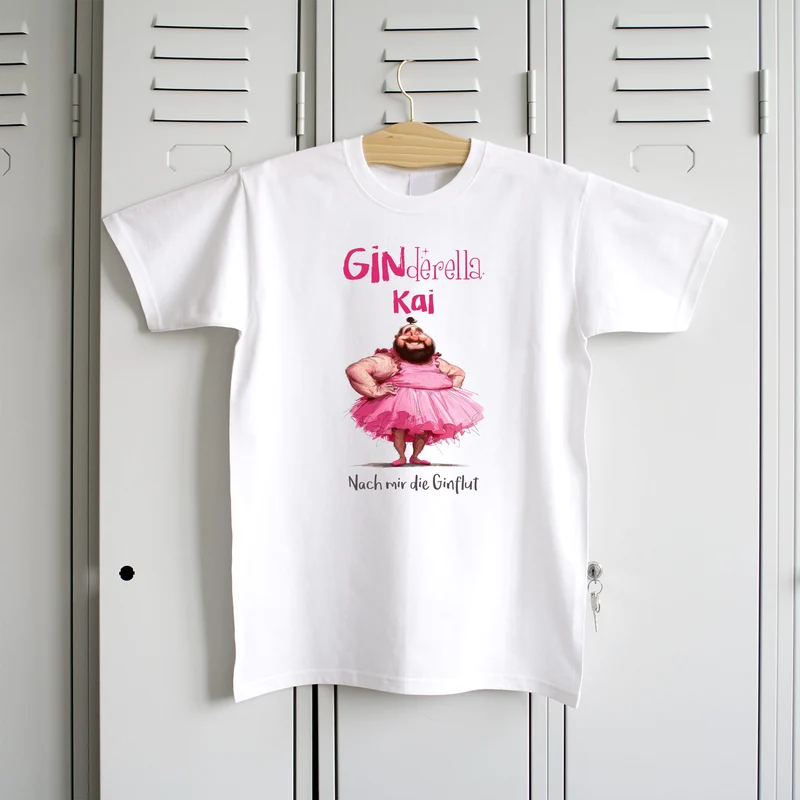 Personalisiertes T-Shirt 'Ginderella' für Männer mit Name & Wunschtext | Weiß