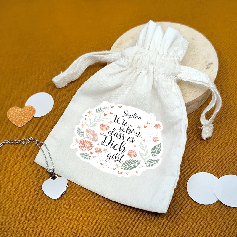 Personalisiertes Säckchen aus Baumwolle für kleine Geschenke | Wie schön, dass es dich gibt
