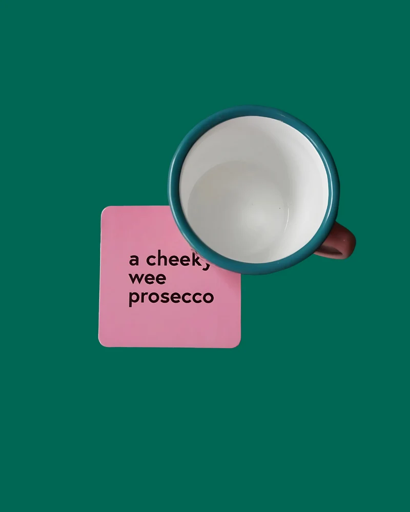 A Cheeky Wee Prosecco Mug & Coaster Set | Born & Bred