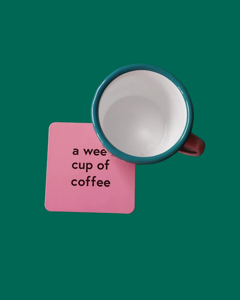 A Wee Cup Of Coffee Pink Mug & Coaster Set | Born & Bred