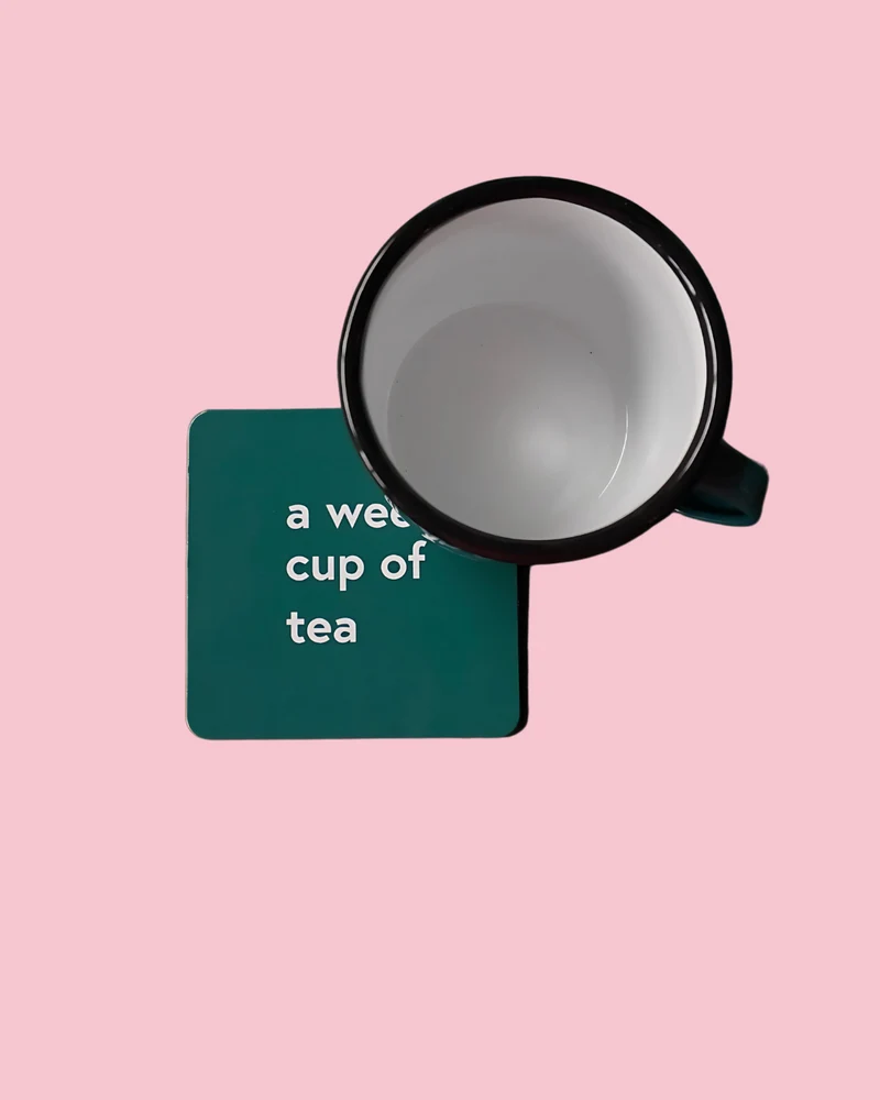 A Wee Cup Of Tea Green Mug & Coaster Set | Born & Bred