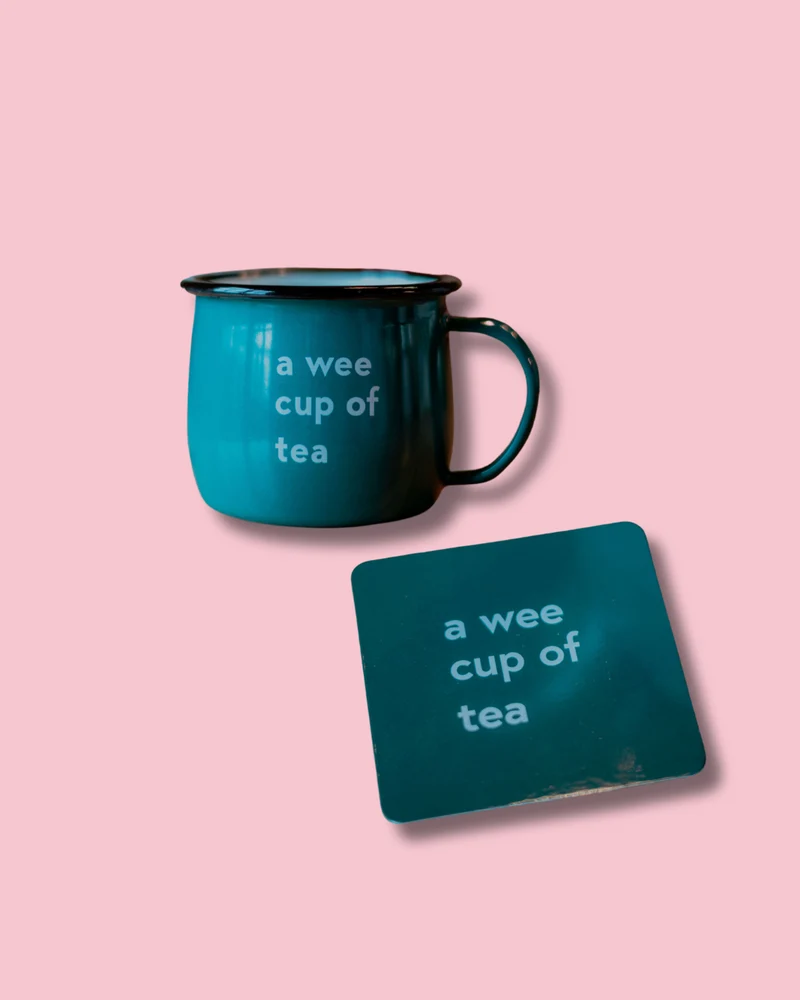 A Wee Cup Of Tea Green Mug & Coaster Set | Born & Bred