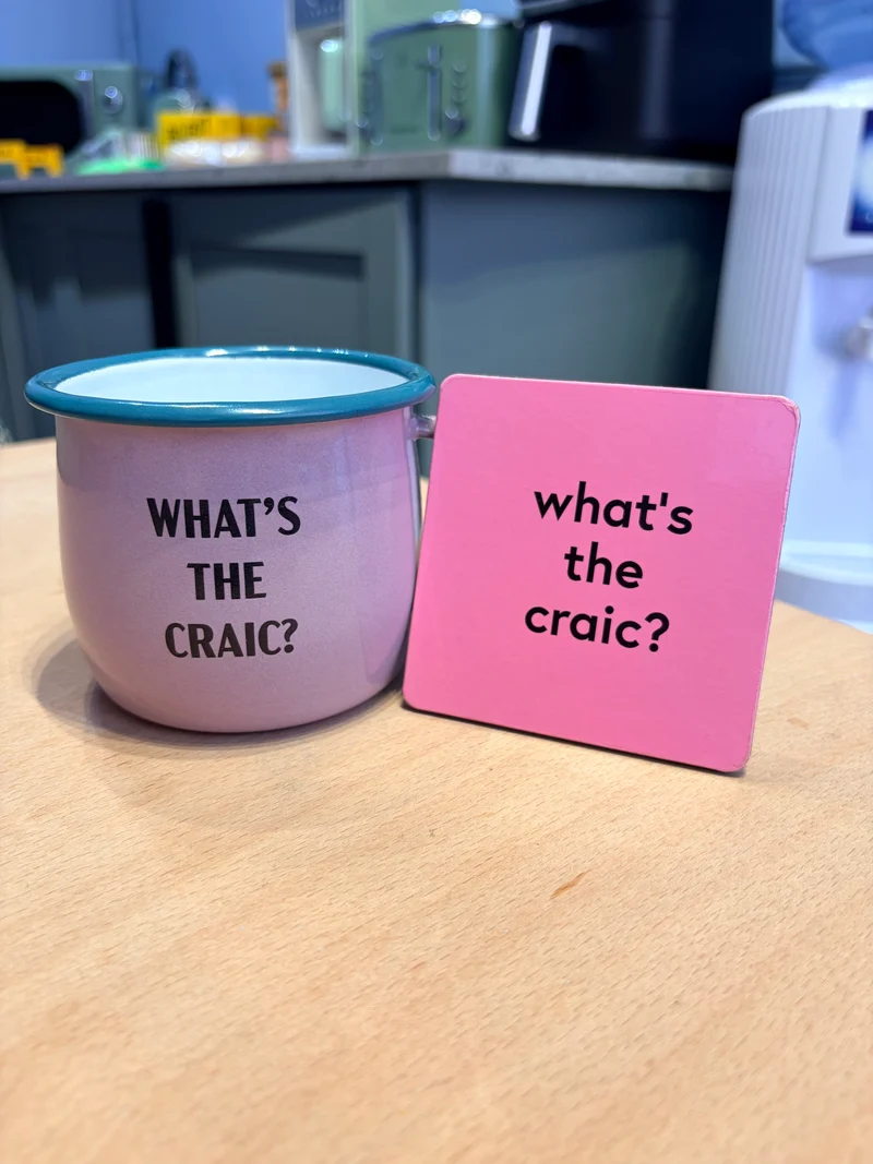 What's The Craic Pink Mug & Coaster Set | Born & Bred
