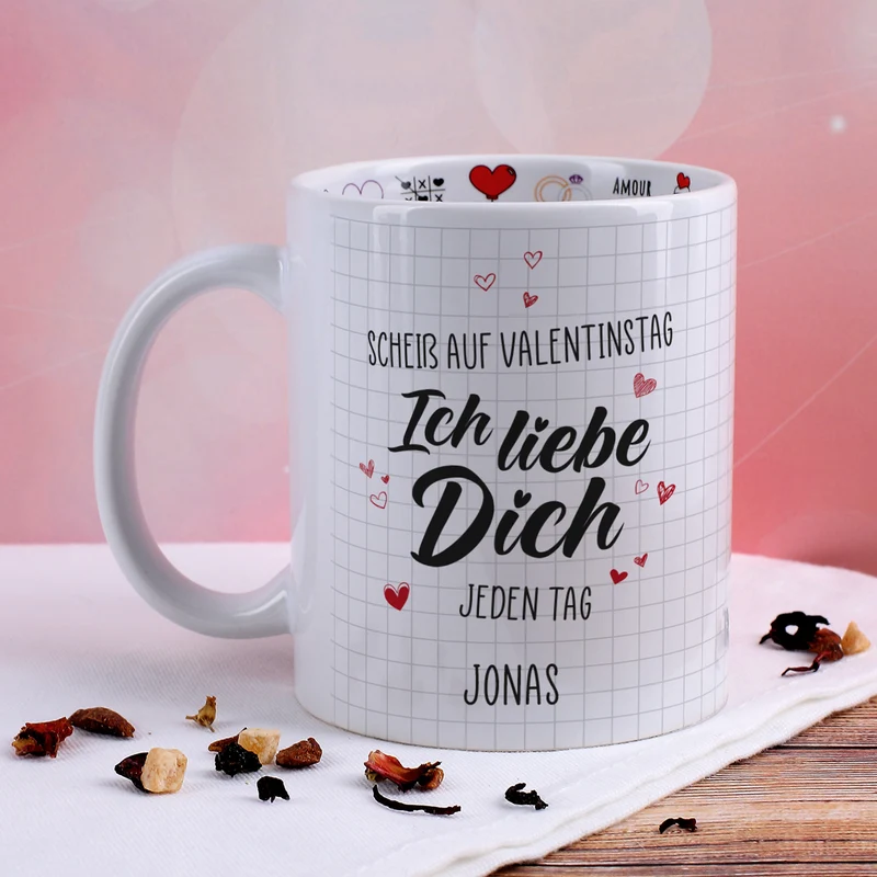 Personalisierte Tasse 'Ich liebe dich jeden Tag' mit Wunschtext | Geschenk für Paare & Valentinstag