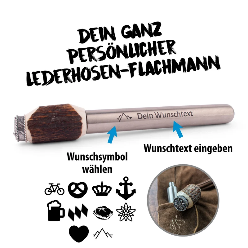 Hirschhorn-Lederhosen-Flachmann "Bayern"