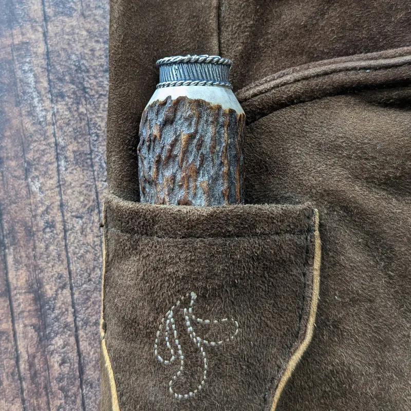 Hirschhorn-Lederhosen-Flachmann "Edelweiß"