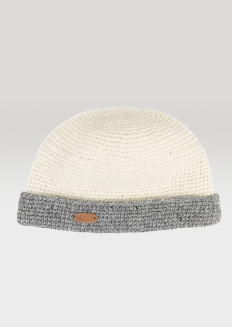 Erin Crochet Turn up Hat | Grey Natural