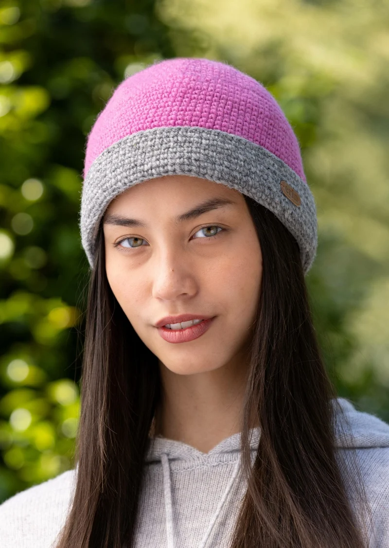 Erin Crochet Turn up Hat | Pink