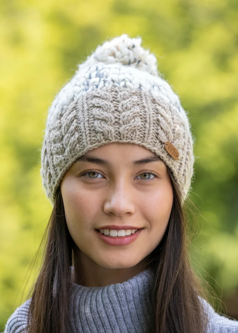 Erin Wool Bobble Flecked Beige Hat