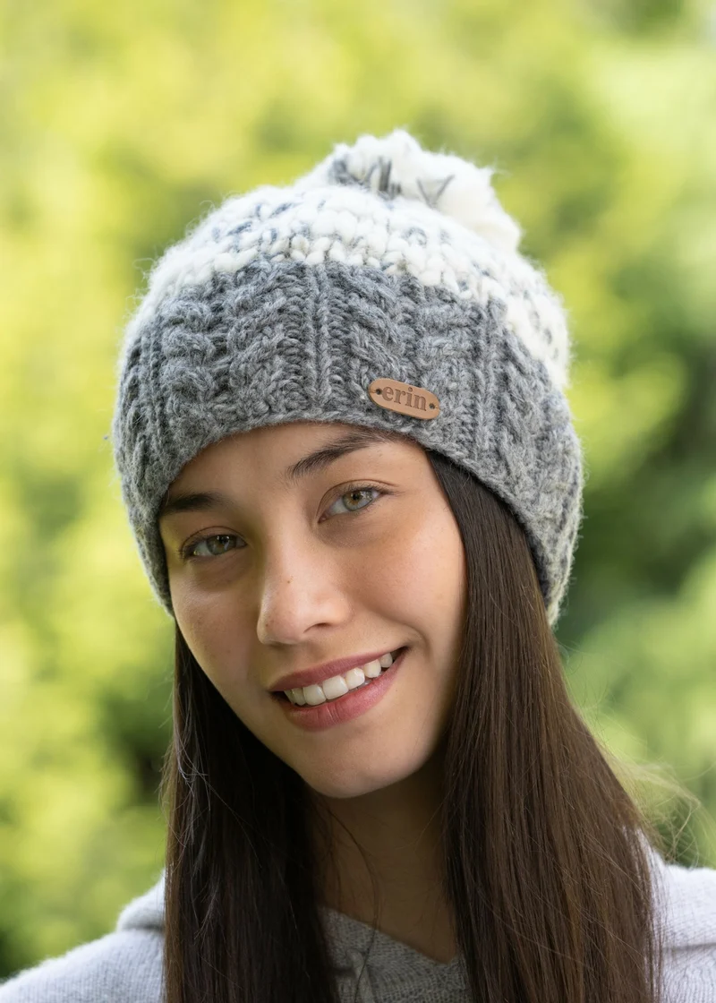 Erin Wool Bobble Flecked Grey Hat