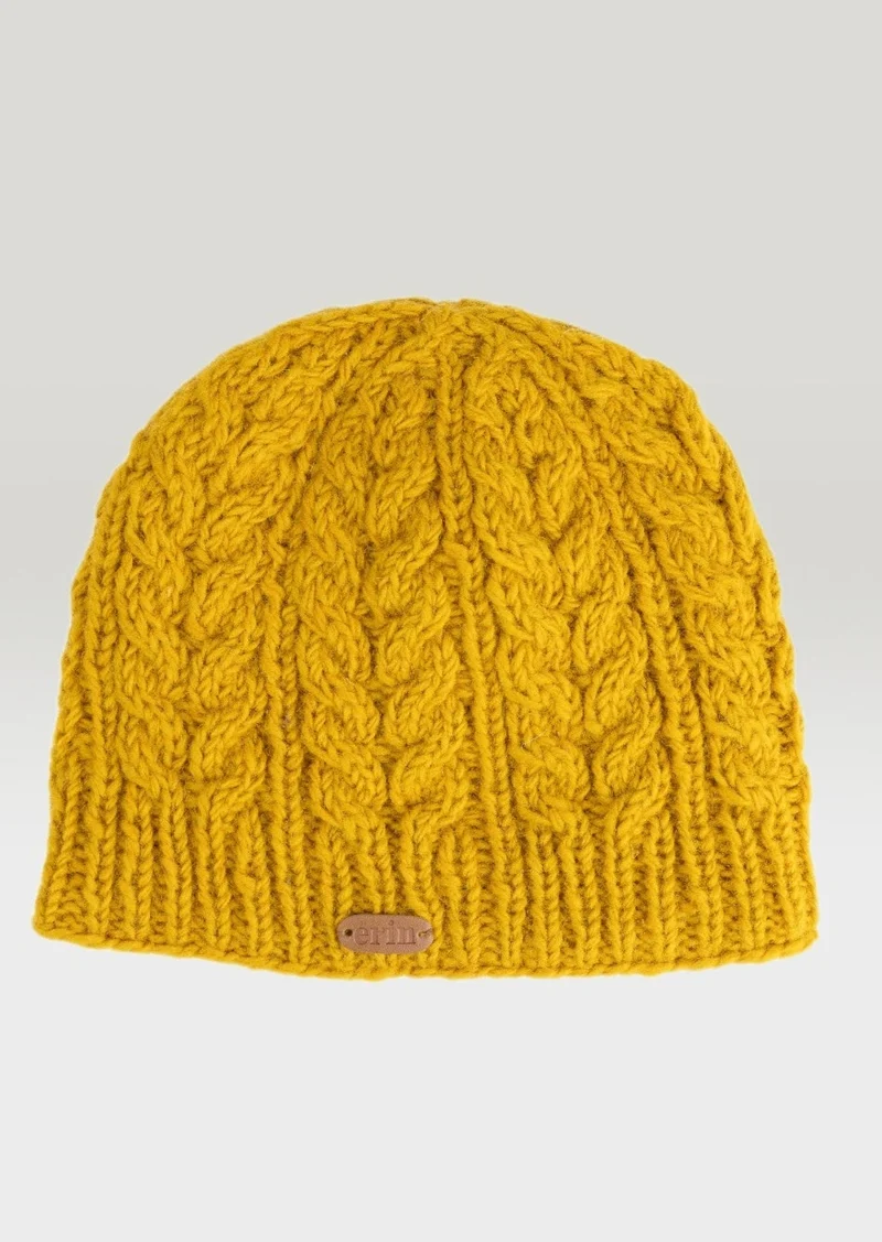 Erin Aran Cable Pullon Hat | Sunflower