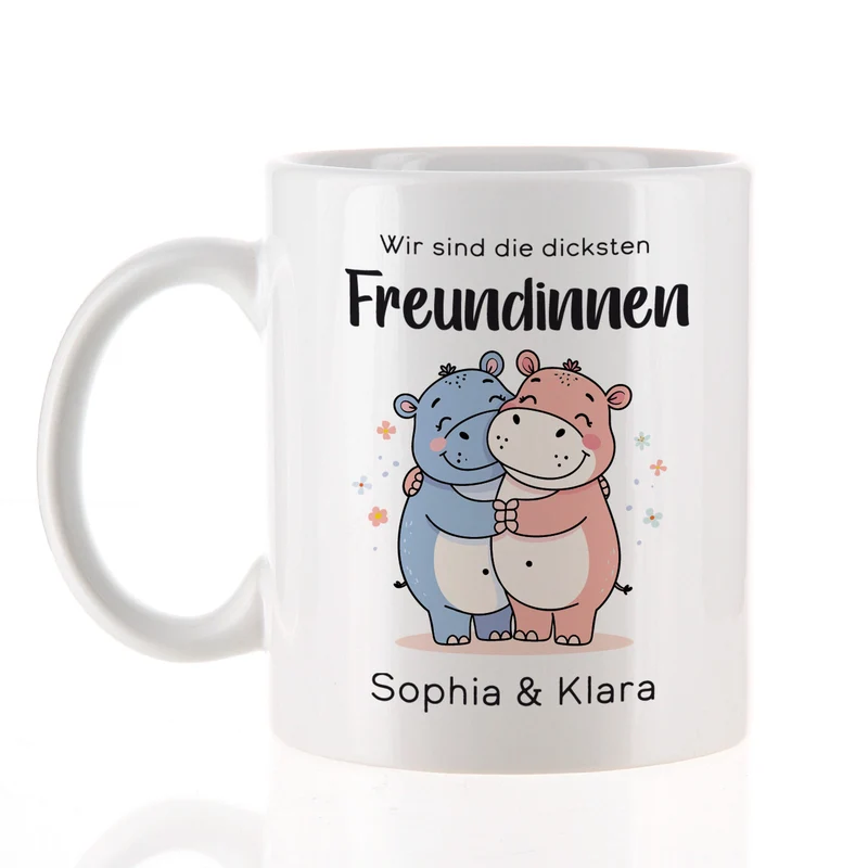 Personalisierbare Tasse für die dicksten Freunde | Nilpferd-Motiv