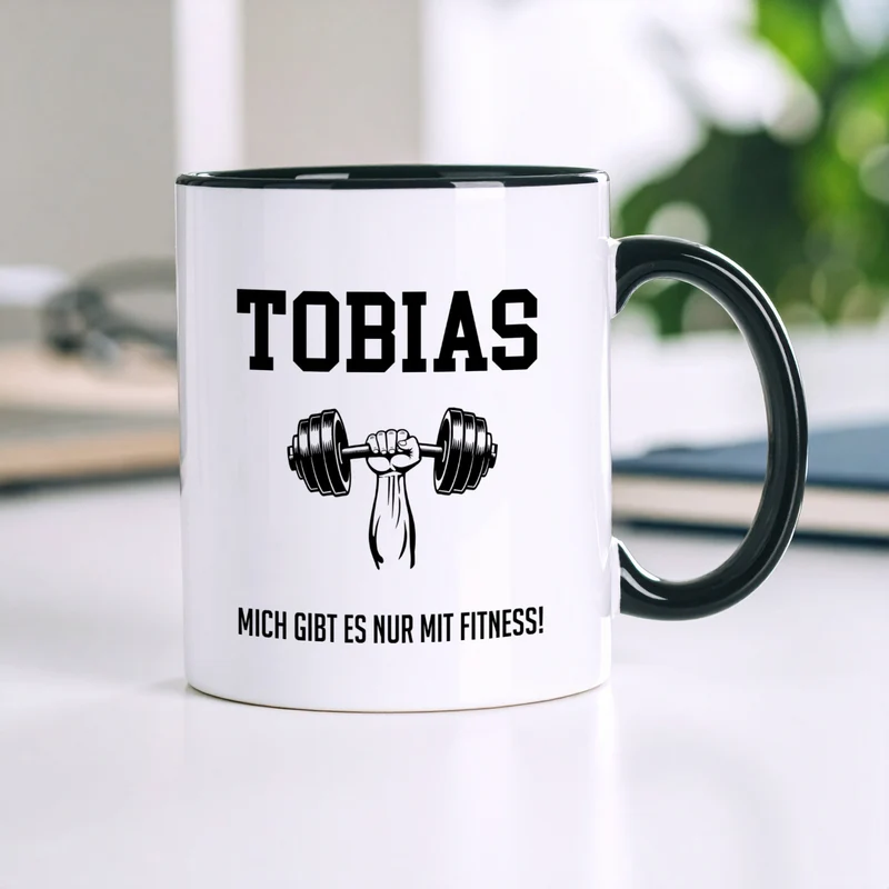 Personalisierbare Tasse mit Hobby-Motiven | Schriftart und Motiv wählbar