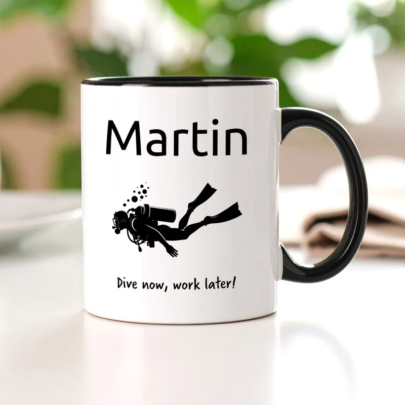Personalisierbare Tasse mit Hobby-Motiven | Schriftart und Motiv wählbar