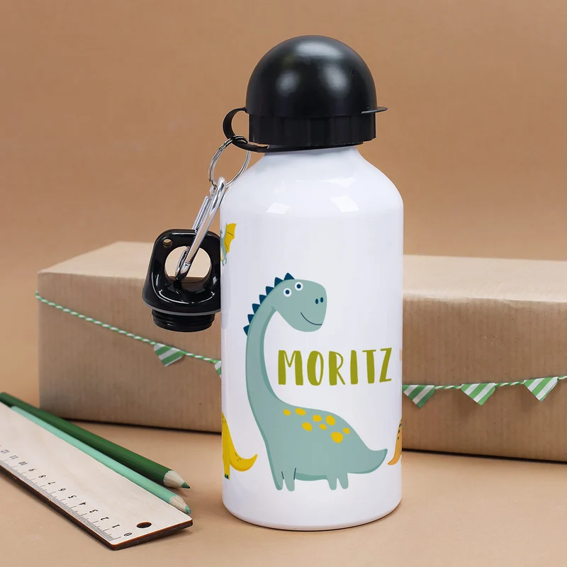 Personalisierte Trinkflasche für Kinder mit Dinosaurier-Motiv | Metall | 500ml