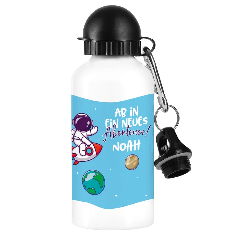 Trinkflasche zur Einschulung für Jungen mit Astronaut-Motiv | Personalisiert mit Name | 500ml