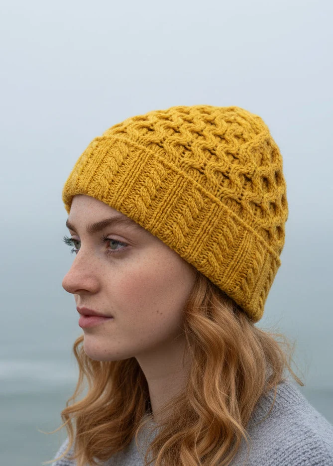 Aran Merino Wool Hat | Sunflower