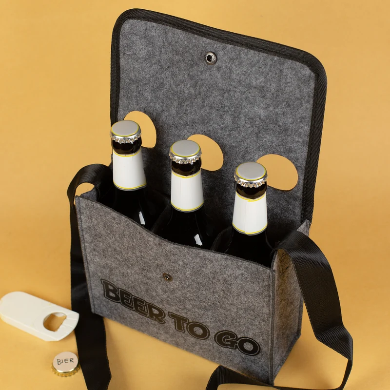 Graue Umhängetasche - Bier to go - für Männer zum Vatertag