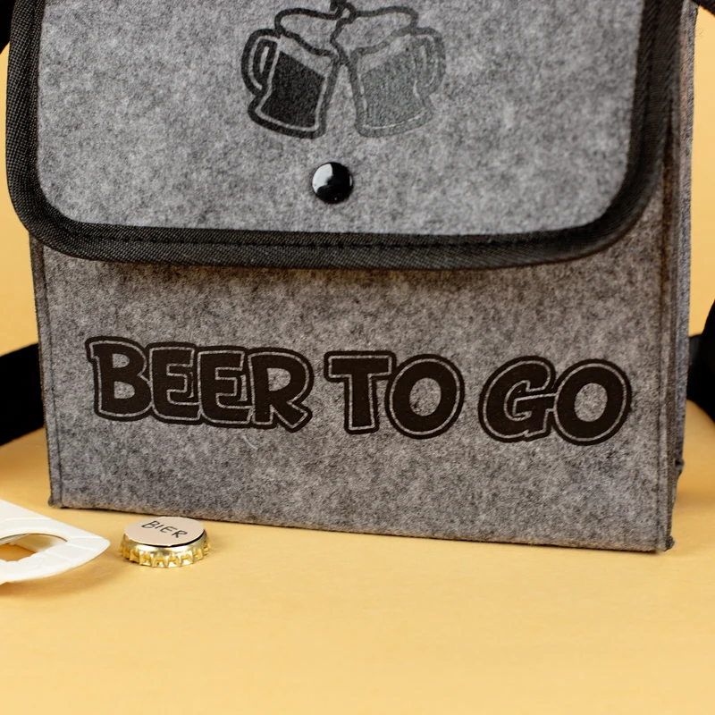Graue Umhängetasche - Bier to go - für Männer zum Vatertag