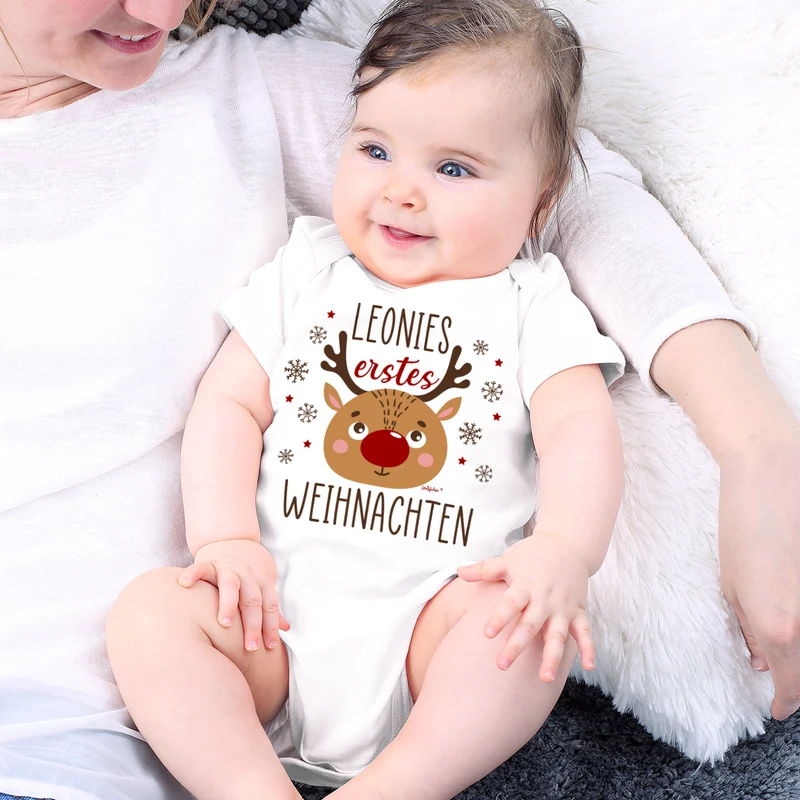 Babybody - erstes Weihnachten - mit niedlichem Rentiermotiv