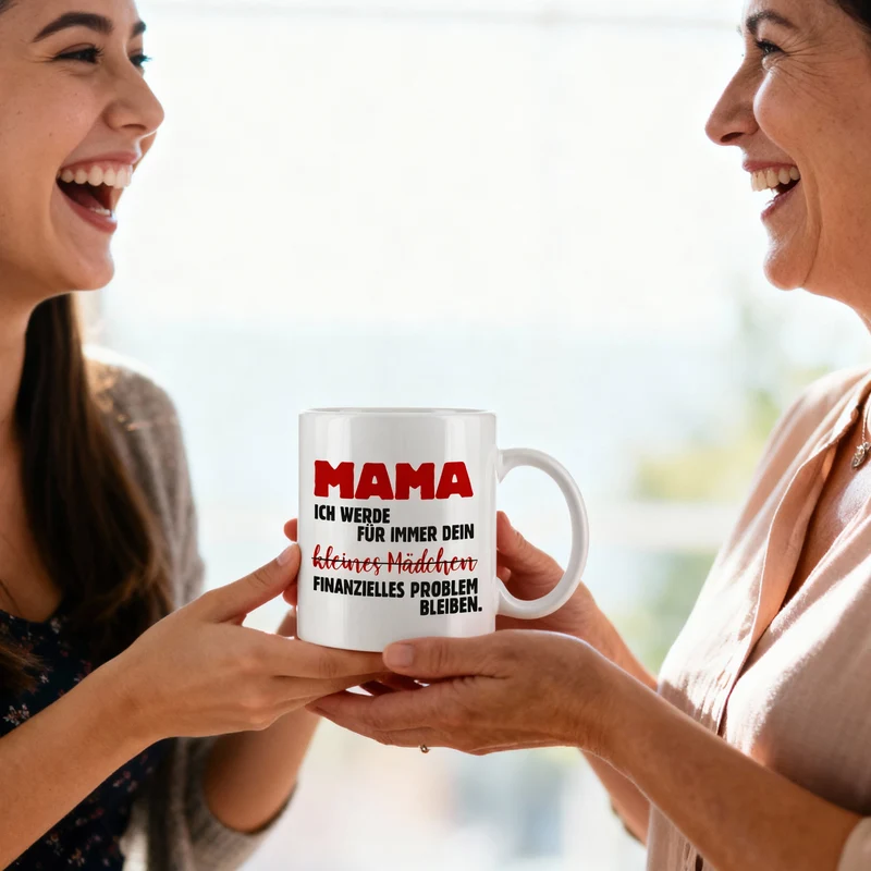 Lustige Tasse für Mama 'Kleines Mädchen - finanzielles Problem' | Geschenk zum Muttertag & Geburtstag