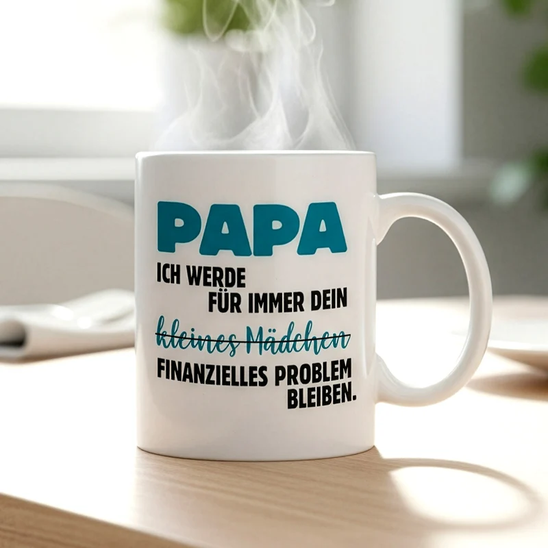 Lustige Tasse für Papa 'Kleines Mädchen - finanzielles Problem' | Geschenk zum Vatertag & Geburtstag