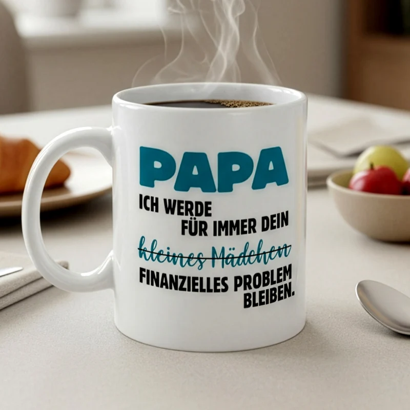 Lustige Tasse für Papa 'Kleines Mädchen - finanzielles Problem' | Geschenk zum Vatertag & Geburtstag