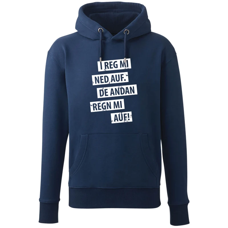 Hoodie "I reg mi ned auf"